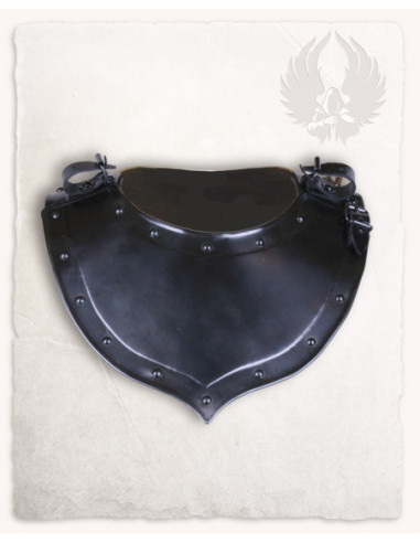 Gorjal medievale in acciaio modello Balthasar, finitura annerita