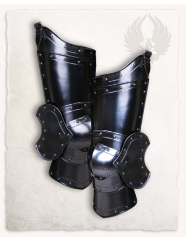 Gambali medievali modello Balthasar, finitura annerita