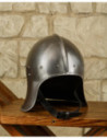 Elmo Sallet medieval in acciaio lucido, modello Franz
