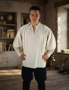 Camicia pirata modello James a collo alto, colore bianco...