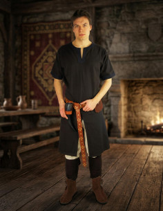 Tunica vichinga a maniche corte Richard, marrone e nera