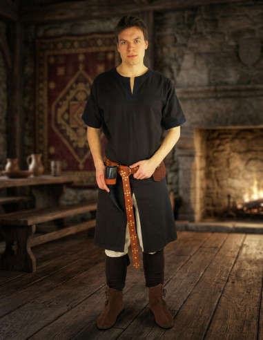 Tunica vichinga a maniche corte Richard, marrone e nera
