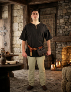 Tunica vichinga manica corta Olaf, marrone