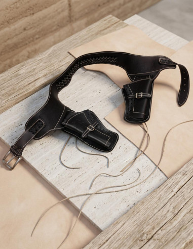 Bandoliera in pelle per due revolver