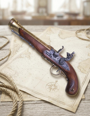 Pistola pirata a pietra focaia del XVIII secolo (per mancini)