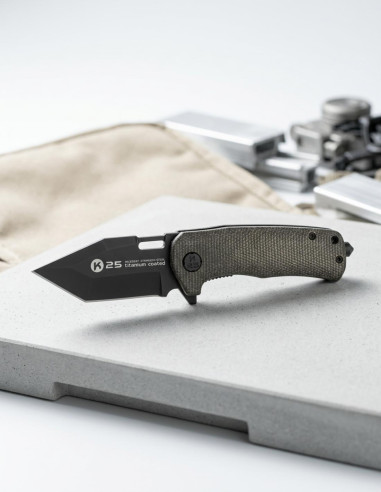 Coltello tattico K25 lama tanto manico mikarta nero