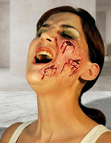 trucco viso bruciato e tagliato