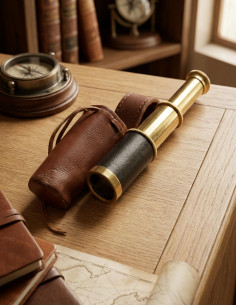 cannocchiale con custodia in pelle