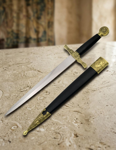 oro pugnale medioevale con fodero