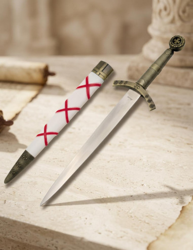 Templaria pugnale medievale manica bianca, 40 cm.