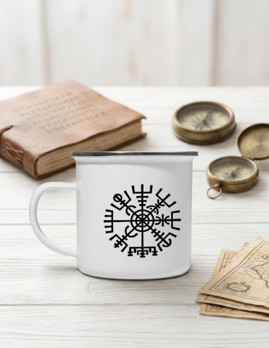 Coppa celtica Vegvisir in ottone smaltato