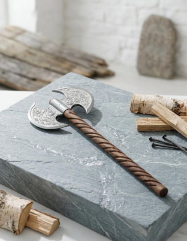 Ascia vichinga a doppia lama, 60 cm.