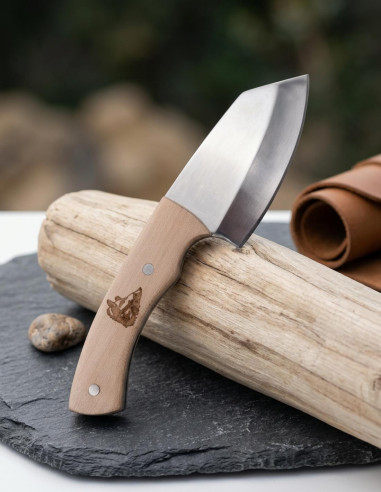 Coltello da caccia in acciaio 440, finitura specchio, manico in acero