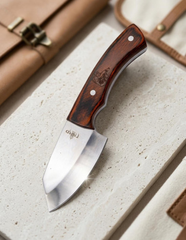 Coltello da caccia in acciaio 440, finitura lucida a specchio, manico in pakkawood