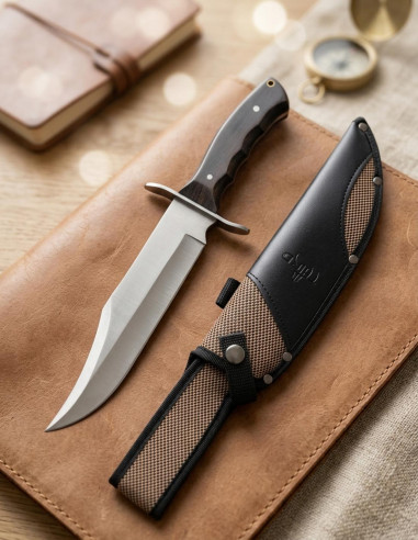 Coltello da caccia Third Bowie acciaio 440, legno di ebano