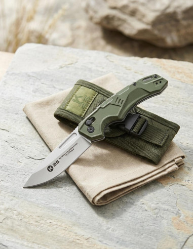 Coltello tattico K25 manico in alluminio satinato, con fodero