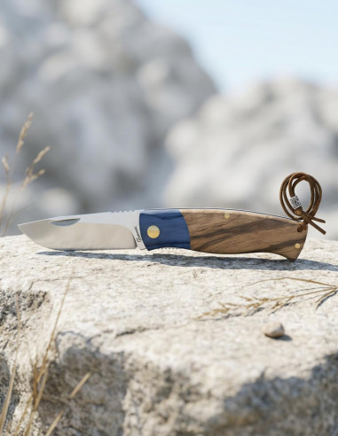 Coltello da campo Albainox con manico zebra stamina blu