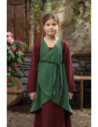 Abito elegante per ragazza Lyn in cotone verde con ricamo