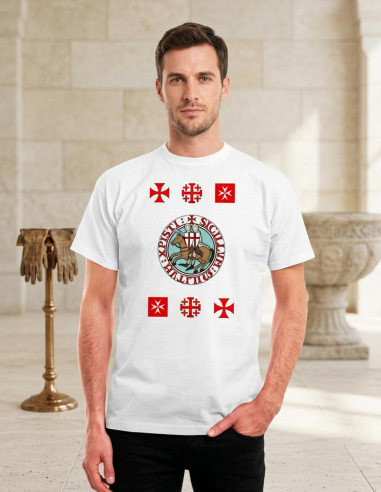 T-shirt Cavalieri Templari con Croci, manica corta