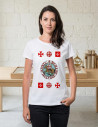 T-shirt da donna bianca Templari con croci, manica corta