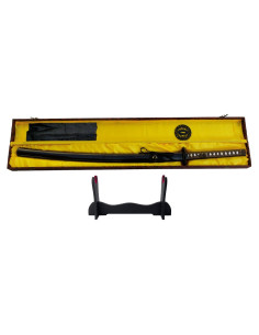 Katana in acciaio al carbonio, tsuba, kit di pulizia e scatola