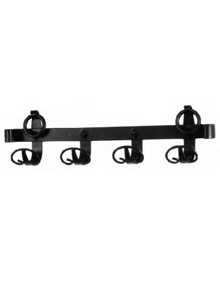 Appendiabiti medievale in ferro battuto con 4 ganci