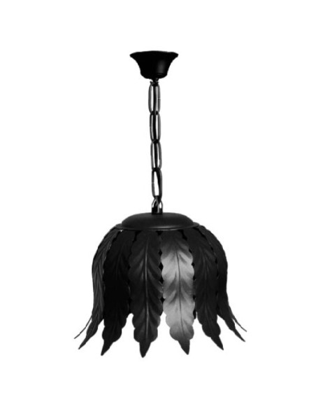 Lanterna medievale in ferro battuto foglie 1 luce. (cm 65x31)