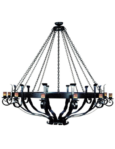 Lampada ruota in legno Forge, 6 luci