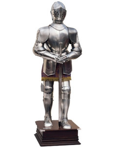 Armatura naturale d'argento con la spada nelle sue mani