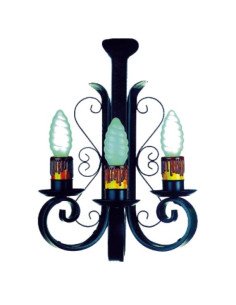 Applicare candela in ferro battuto, 3 luci