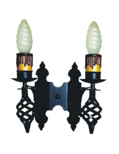 Applicare candele in ferro battuto, 2 luci