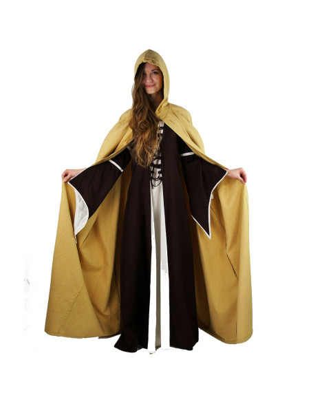 Lungo mantello medievale color senape