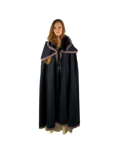Mantella medievale in lana con cappuccio
