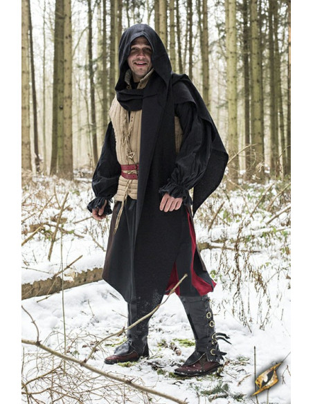 Cappuccio con scialle medievale, nero