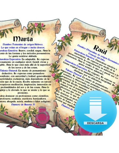 Pergamena virtuale con 1 nome