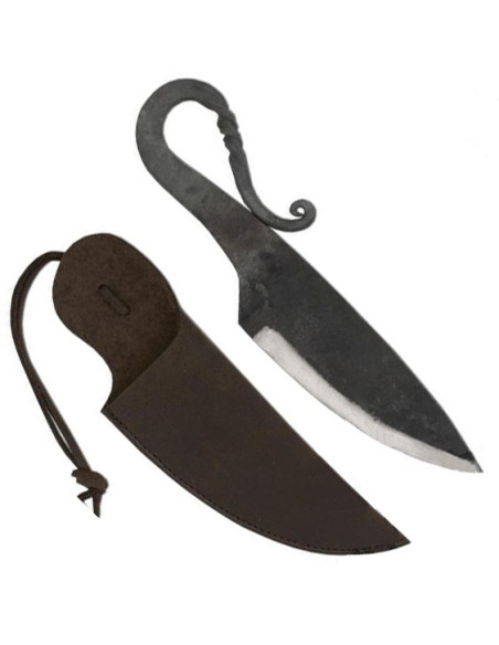 Coltello medievale con fodero in camoscio