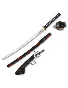 Rosso-nero guaina Katana carbonio + custodia + supporto