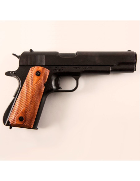 Pistola automatica M1911A1 nera con manici in legno, USA 1911