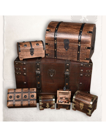 Cassapanca medievale con pietre colorate (10x7 cm.)