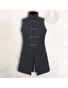 Gambeson lungo nero senza maniche medievale
