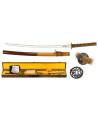 Lama Katana in acciaio al carbonio con fodero, kit di pulizia e tsuba.