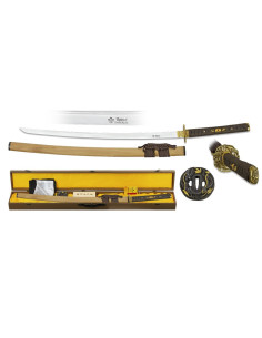 Katana Lama in acciaio Damasco con scatola, fodero, kit di pulizia e tsuba