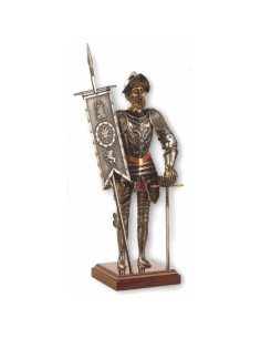Miniatura Conquistatore con spada e stendardo, 42 cm.