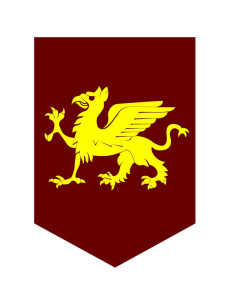 Stendardo medievale con drago giallo, varie dimensioni