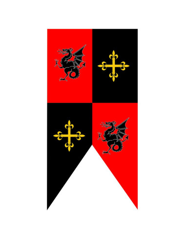 Bandiera medievale draghi e croci squartati