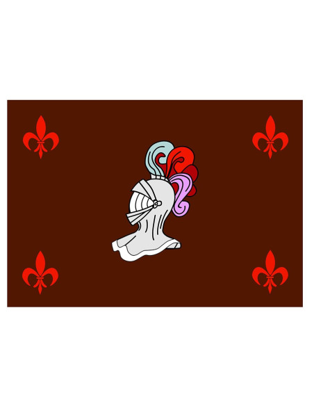 Armatura per elmo con bandiera medievale (100x70 cm.)