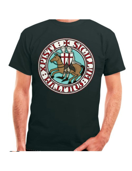 T-shirt nera Cavalieri Templari, manica corta