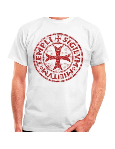 T-shirt bianca Cross-Leyenda Templari, manica corta