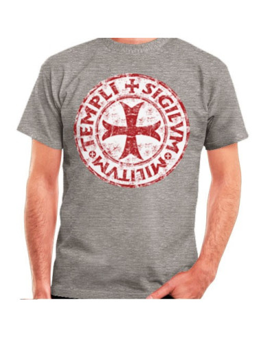 T-shirt Templare Croce Leggenda grigia, manica corta