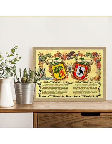 Scatola scudi araldici 2 cognomi (30x40 cm.)